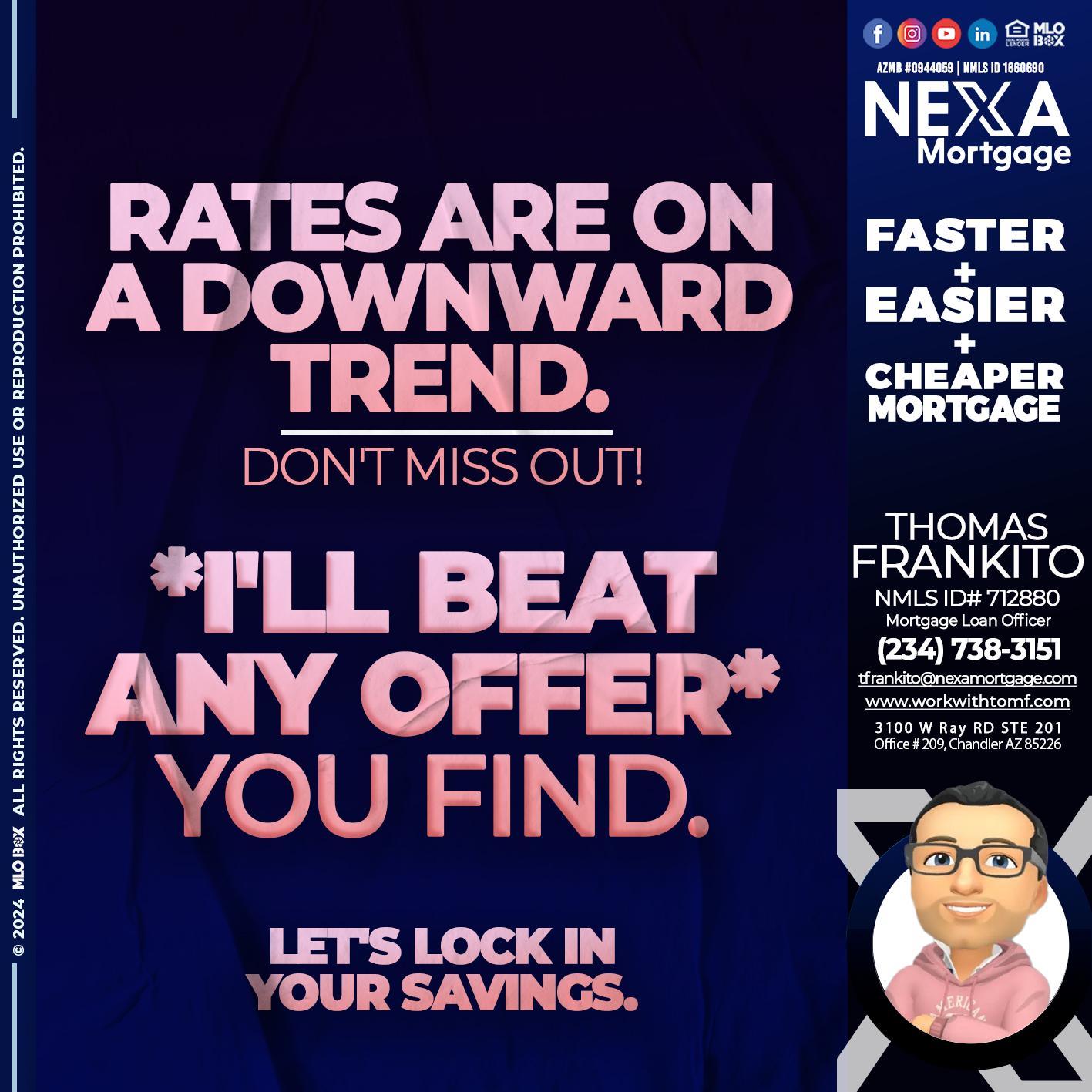 RATES - Thomas Frankito -Mortgage Loan Officer