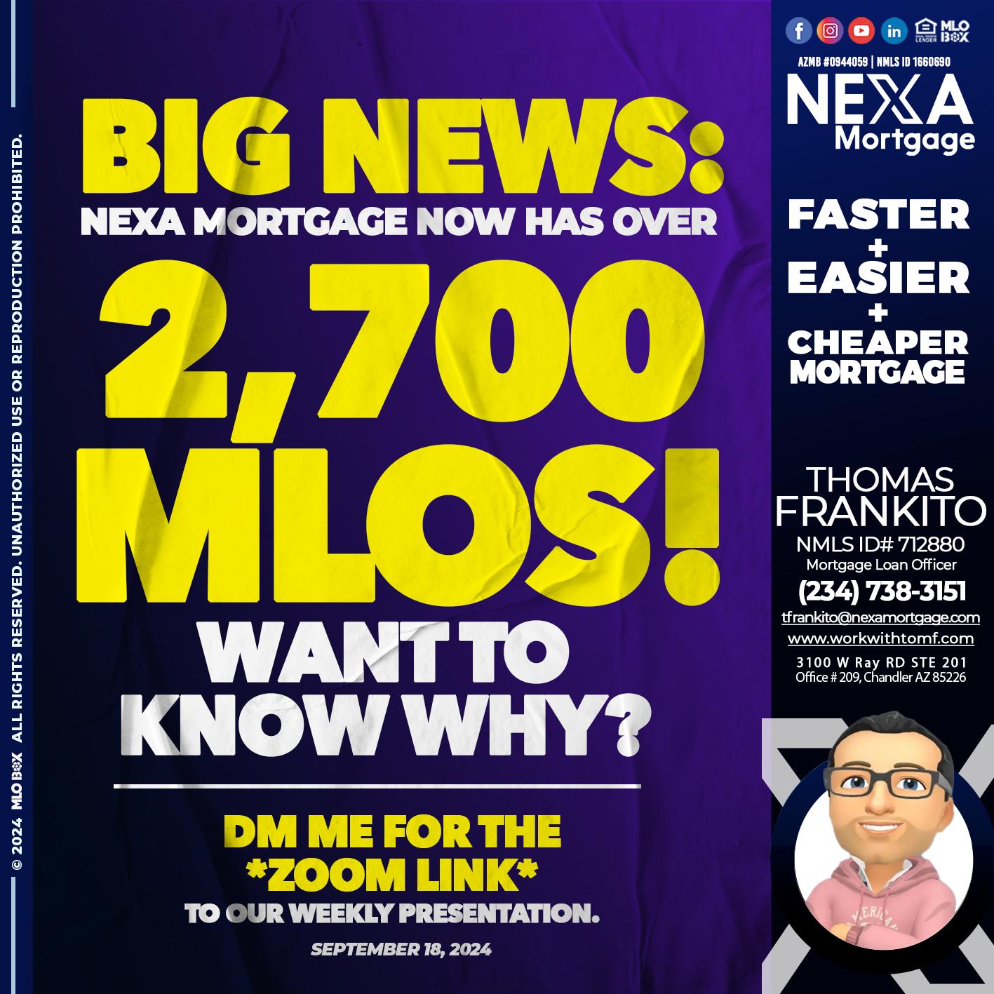 BIG NEWS - Thomas Frankito -Mortgage Loan Officer