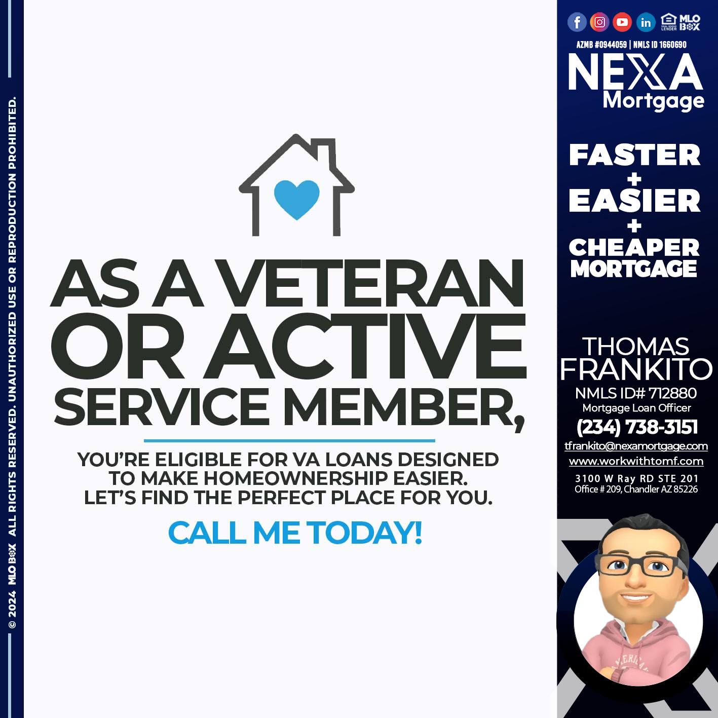 as veteran - Thomas Frankito -Mortgage Loan Officer