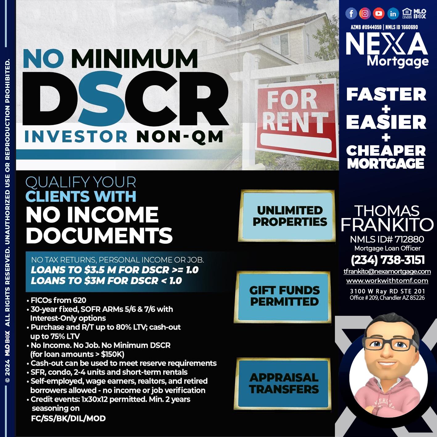 DSCR - Thomas Frankito -Mortgage Loan Officer