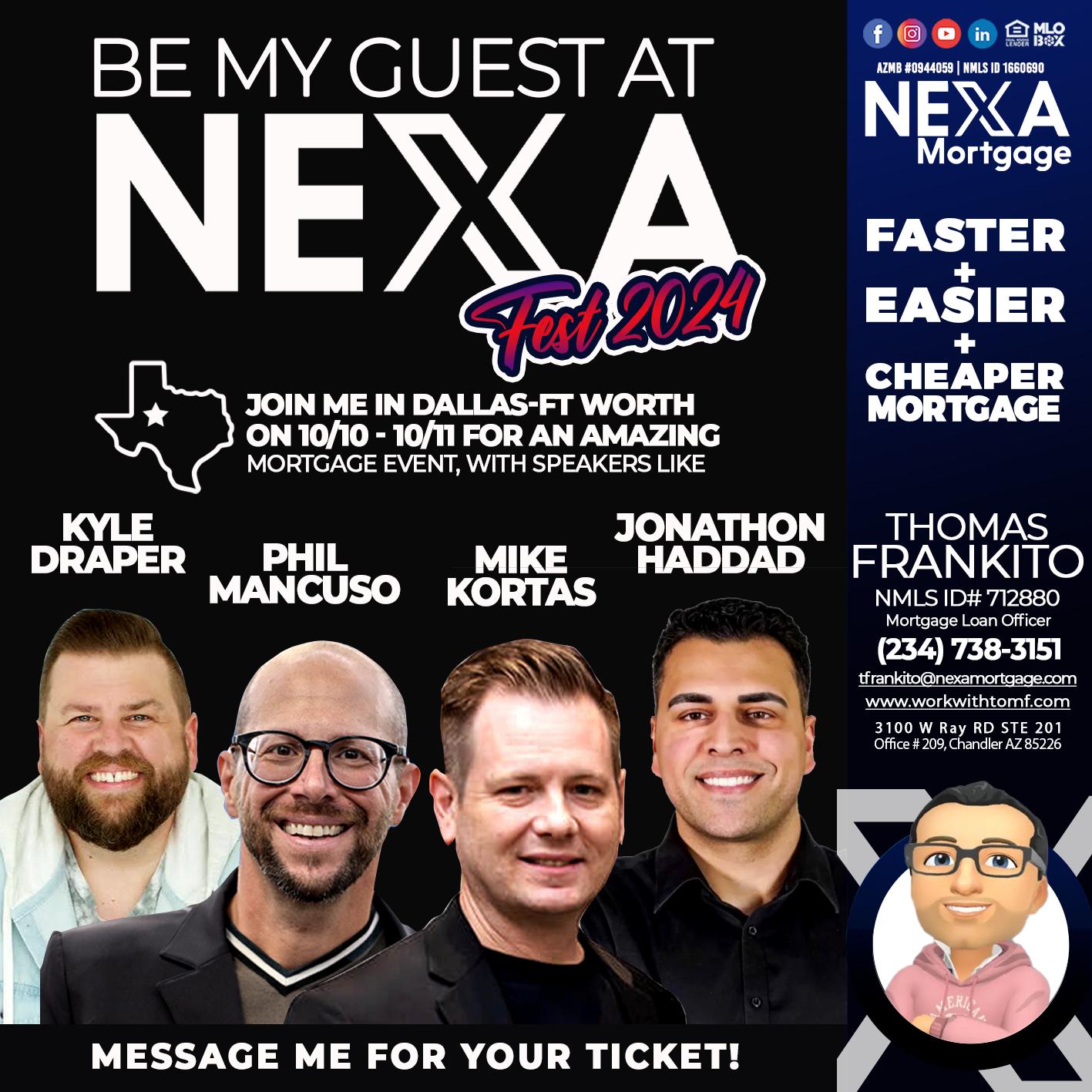 BE MY GUEST - Thomas Frankito -Mortgage Loan Officer