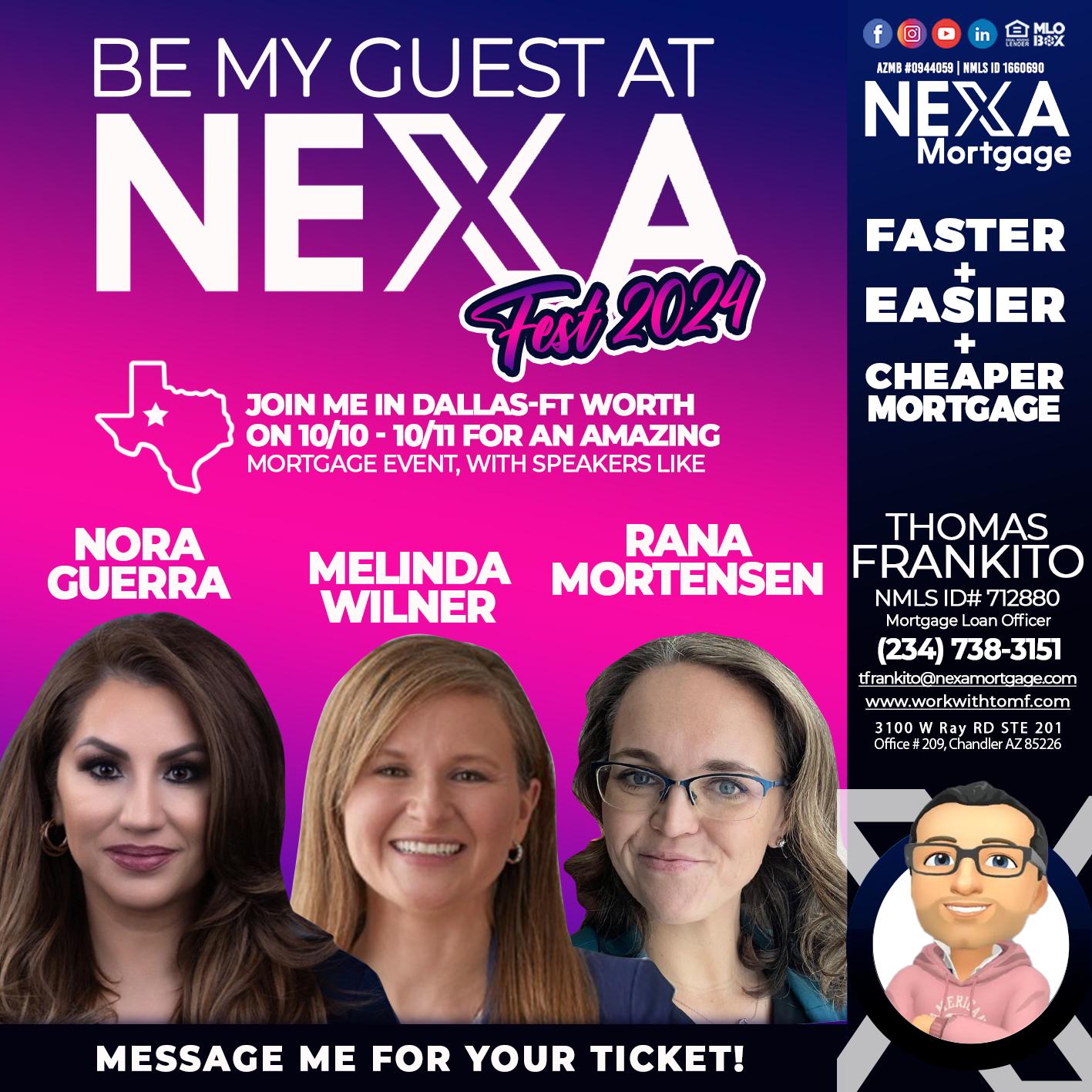 BE MY GUEST - Thomas Frankito -Mortgage Loan Officer