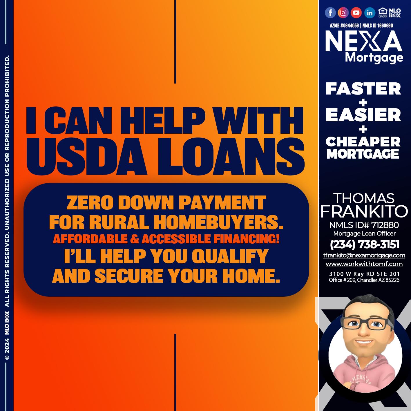 I CAN HELP USDA LOANS - Thomas Frankito -Mortgage Loan Officer
