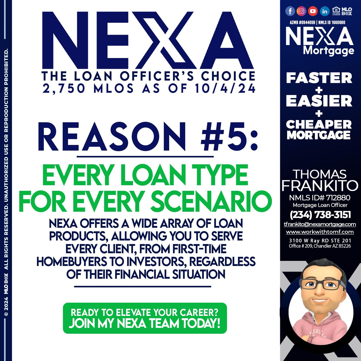 THE LOAN OFFICER´S CHOICE REASON 5 - Thomas Frankito -Mortgage Loan Officer
