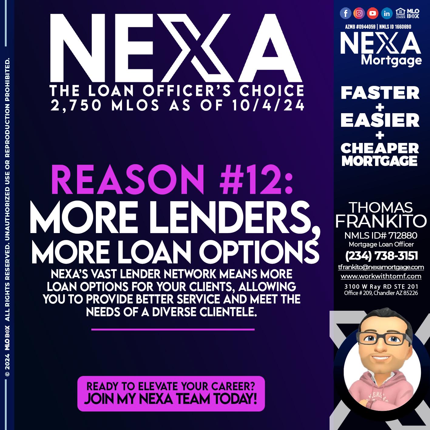 REASON 12 CHOICE - Thomas Frankito -Mortgage Loan Officer
