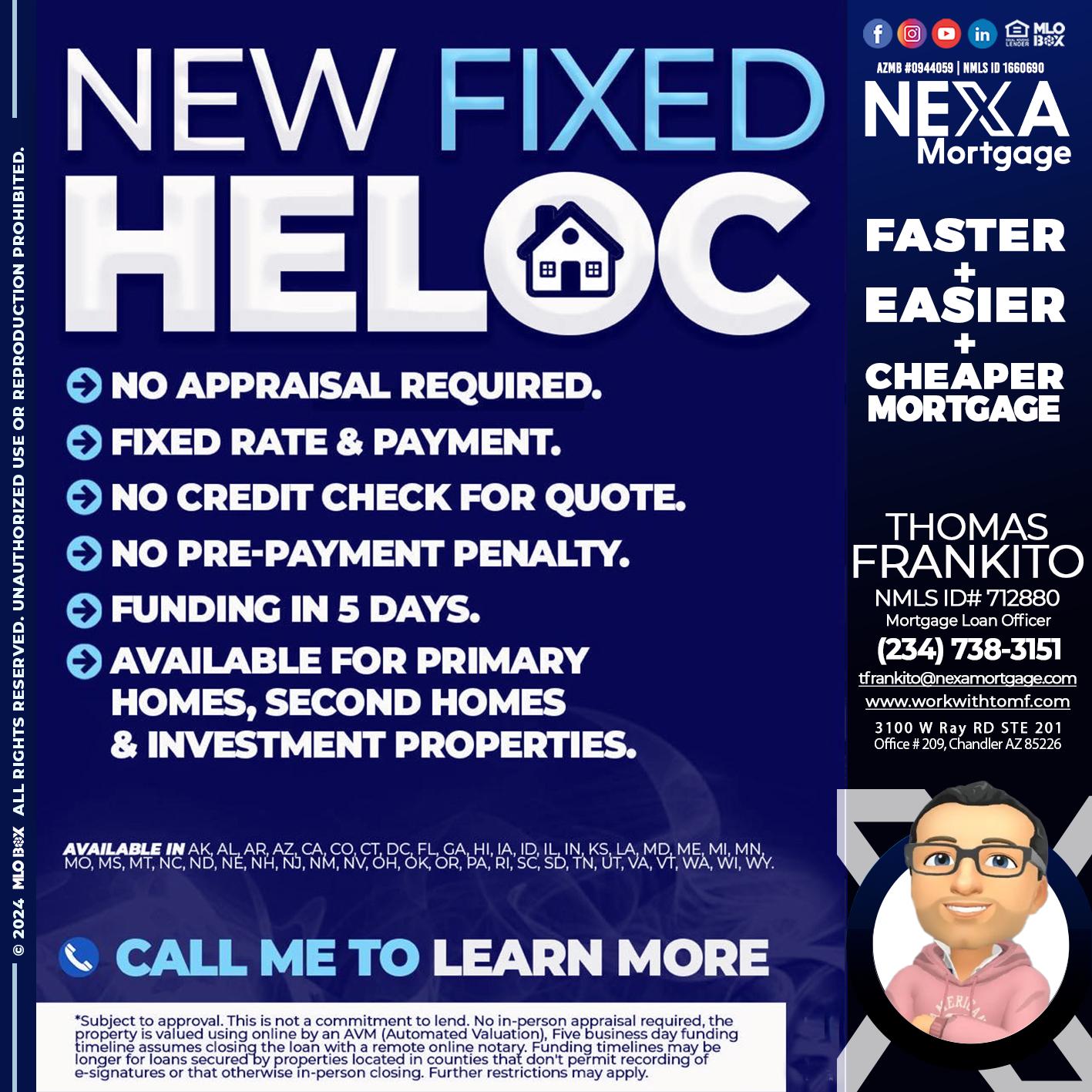 NEW FIXED HELOC - Thomas Frankito -Mortgage Loan Officer