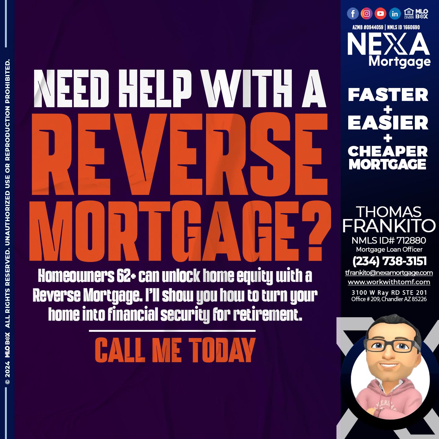 reverse mortgage - Thomas Frankito -Mortgage Loan Officer