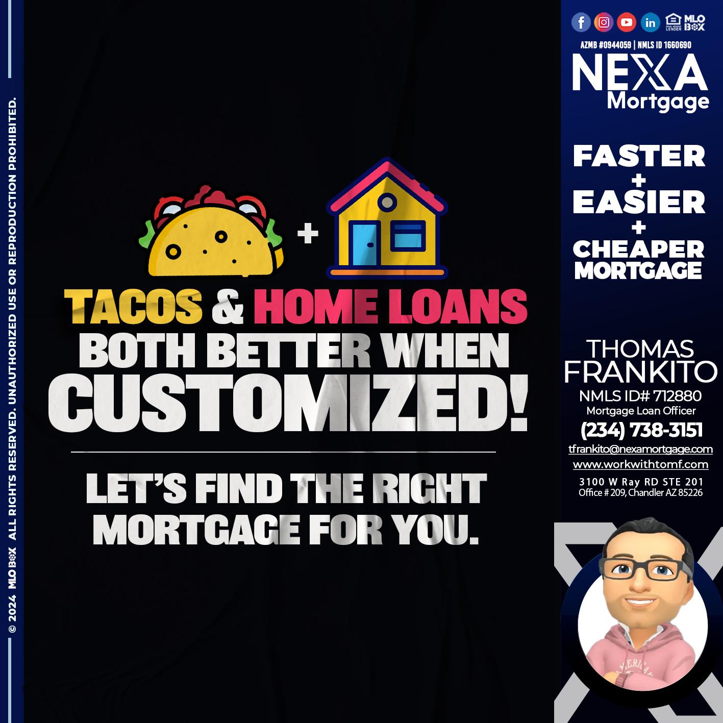 TACOS & HOME LOANS - Thomas Frankito -Mortgage Loan Officer