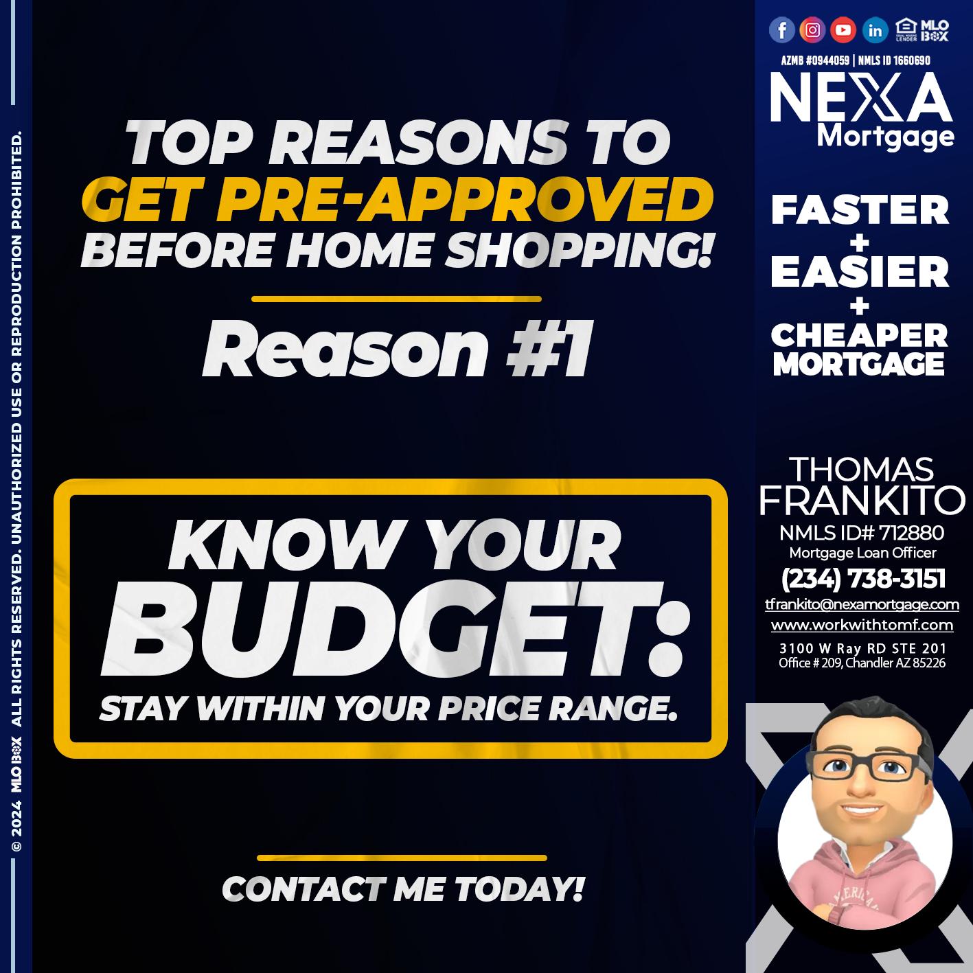 REASON 1 - Thomas Frankito -Mortgage Loan Officer