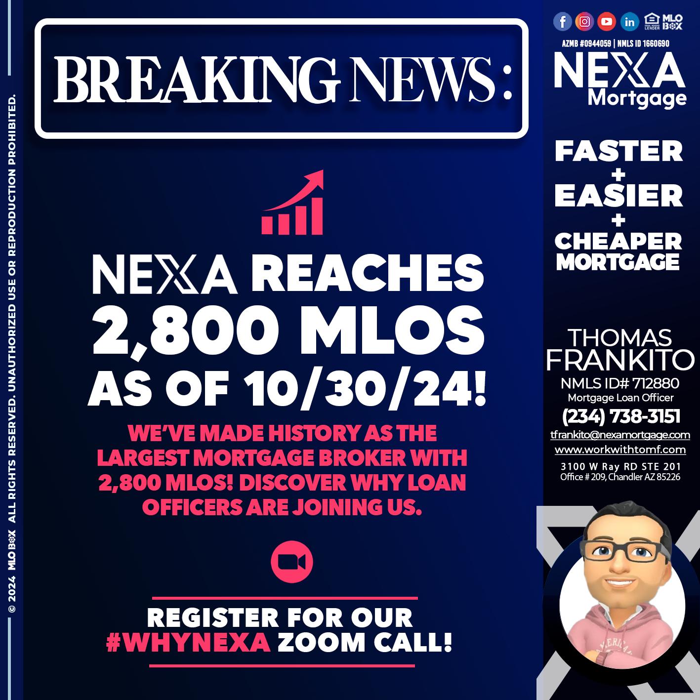 BREAKING NEWS - Thomas Frankito -Mortgage Loan Officer