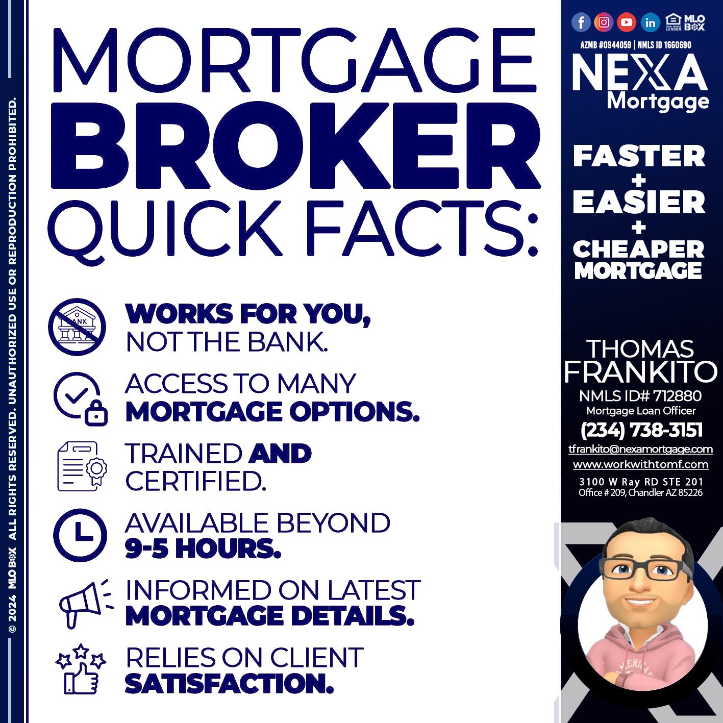 MORTGAGE BROKER QUICK FACTS - Thomas Frankito -Mortgage Loan Officer