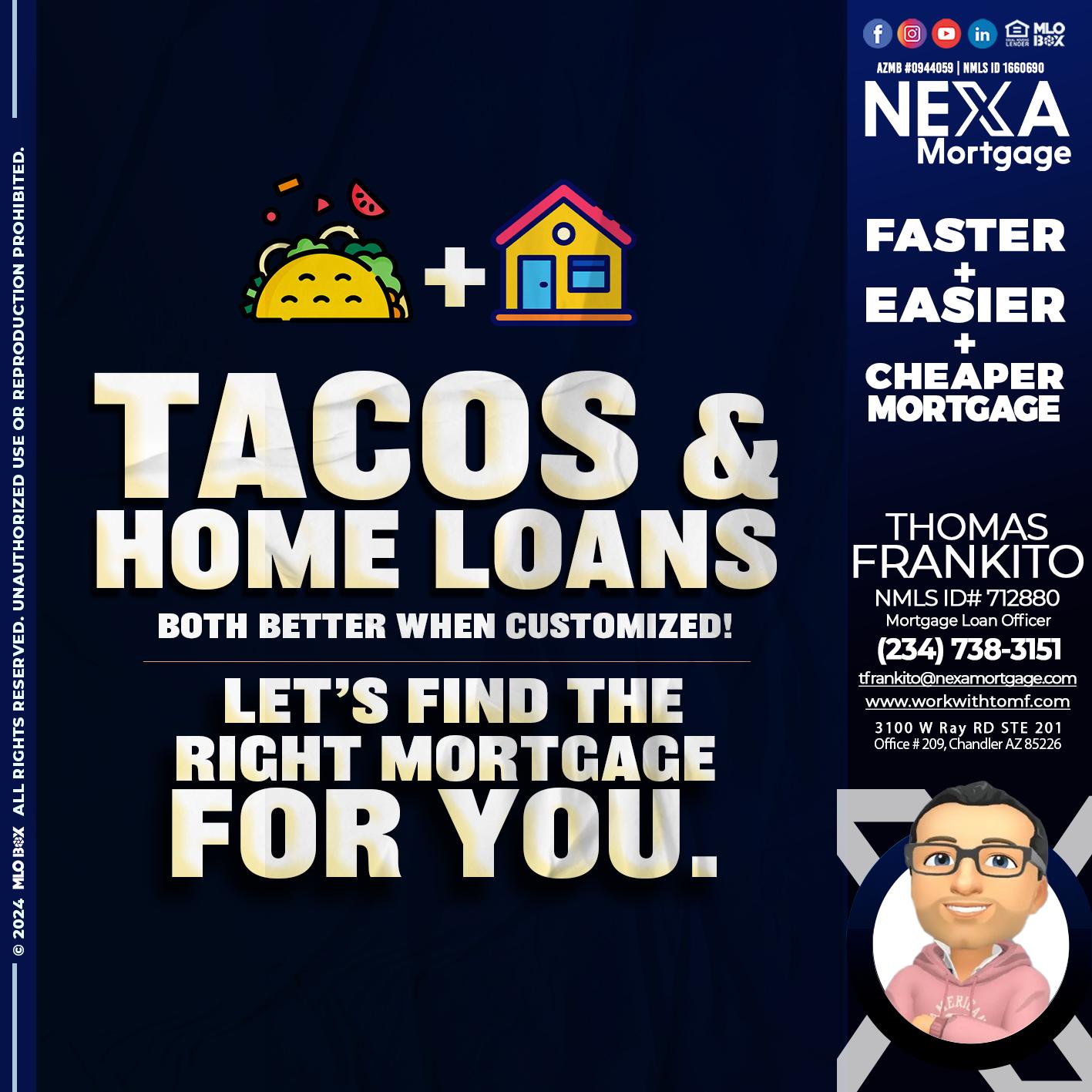 TACOS & LOANS - Thomas Frankito -Mortgage Loan Officer