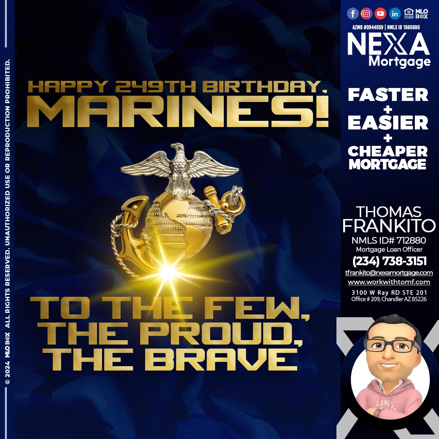 MARINES BIRTHDAY - Thomas Frankito -Mortgage Loan Officer
