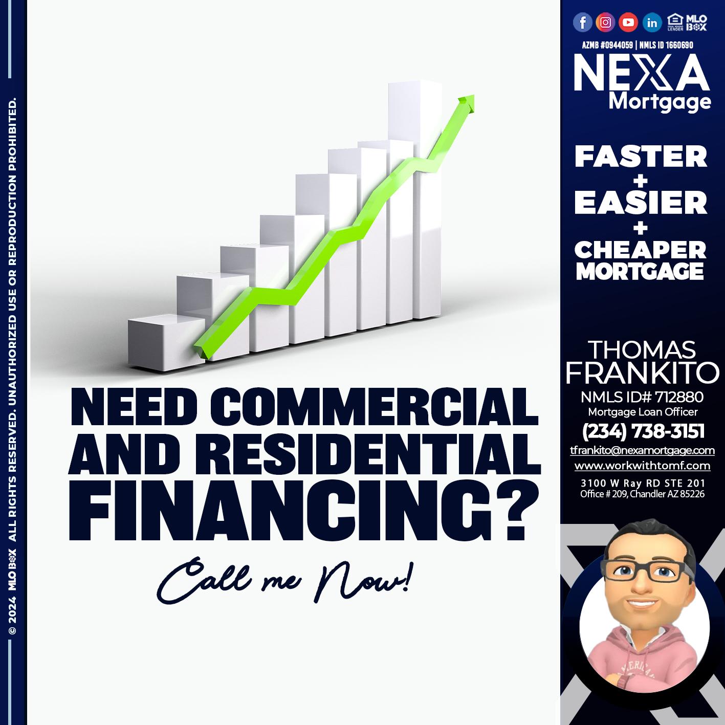 NEED COMERCIAL LOAN? - Thomas Frankito -Mortgage Loan Officer