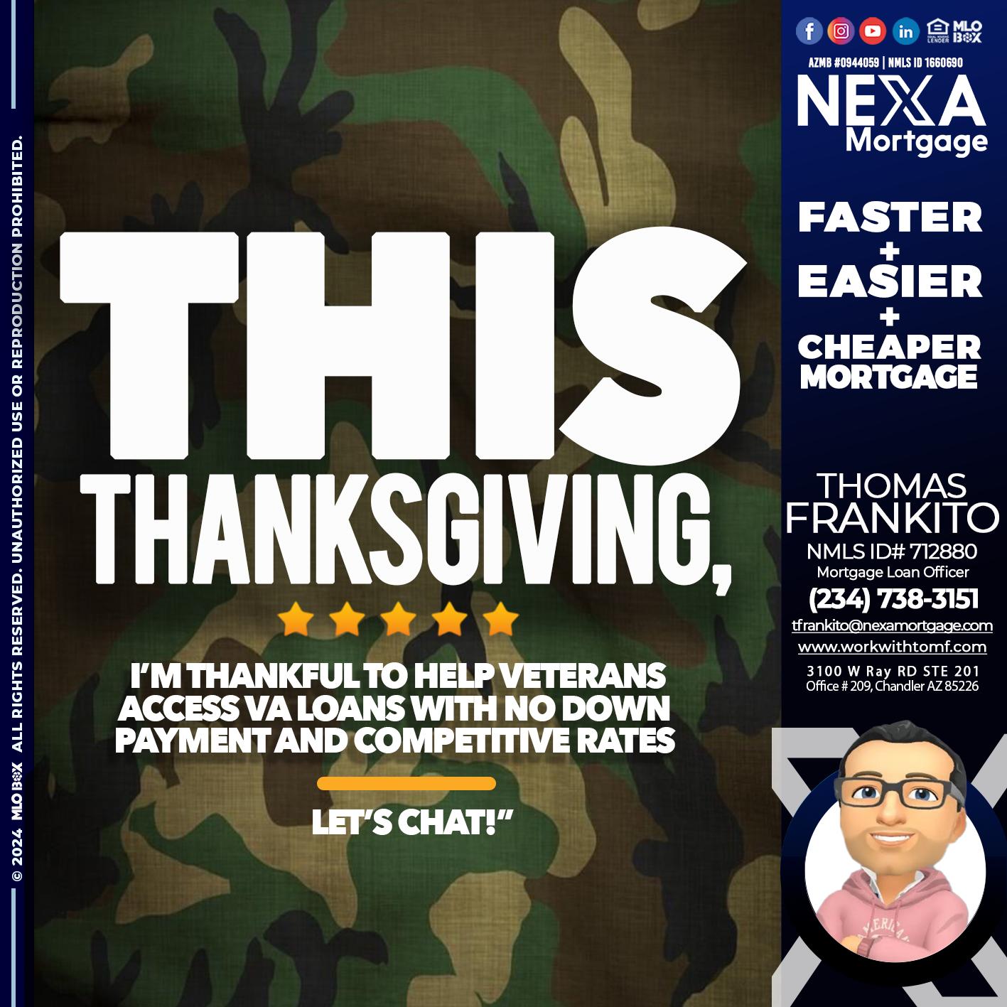THIS THANKSGIVING - Thomas Frankito -Mortgage Loan Officer