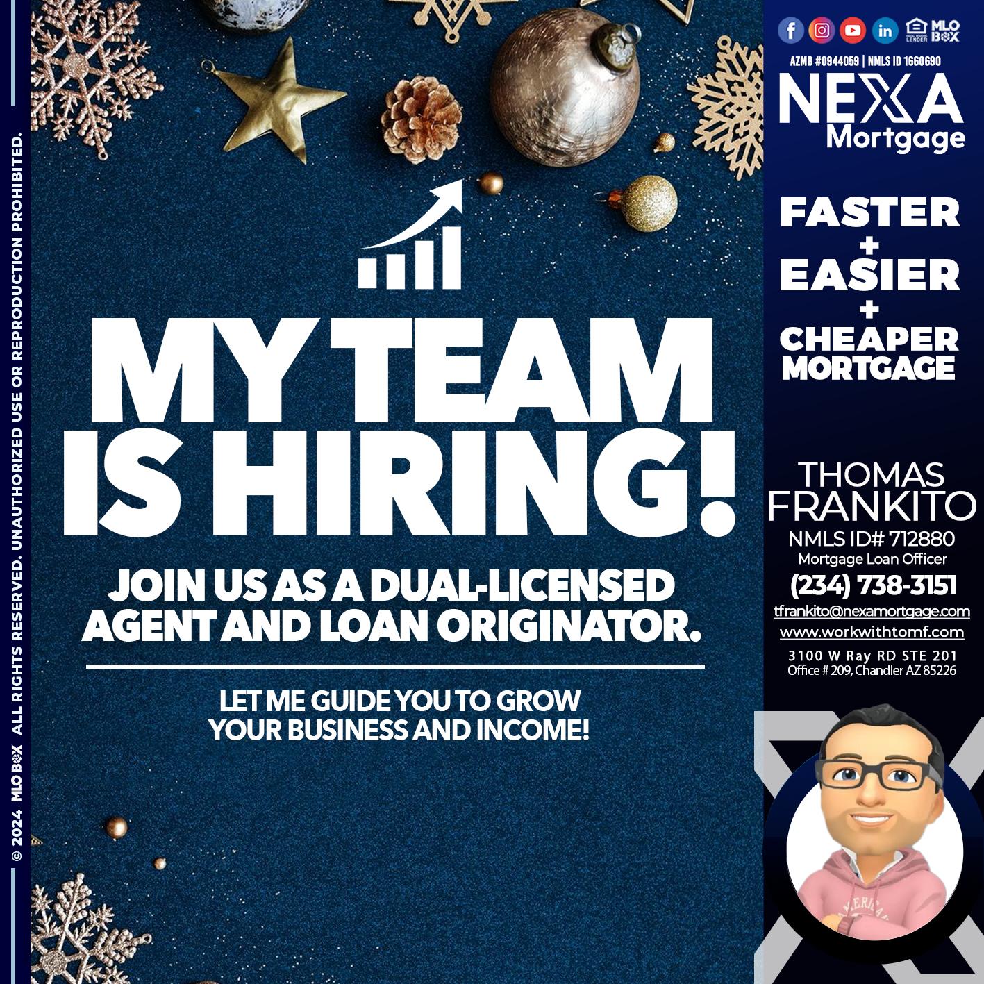 my team is hiring - Thomas Frankito -Mortgage Loan Officer