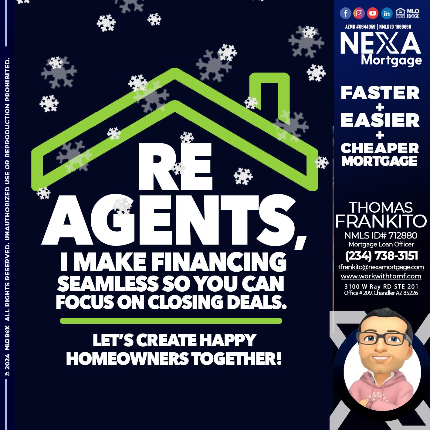RE AGENTS - Thomas Frankito -Mortgage Loan Officer
