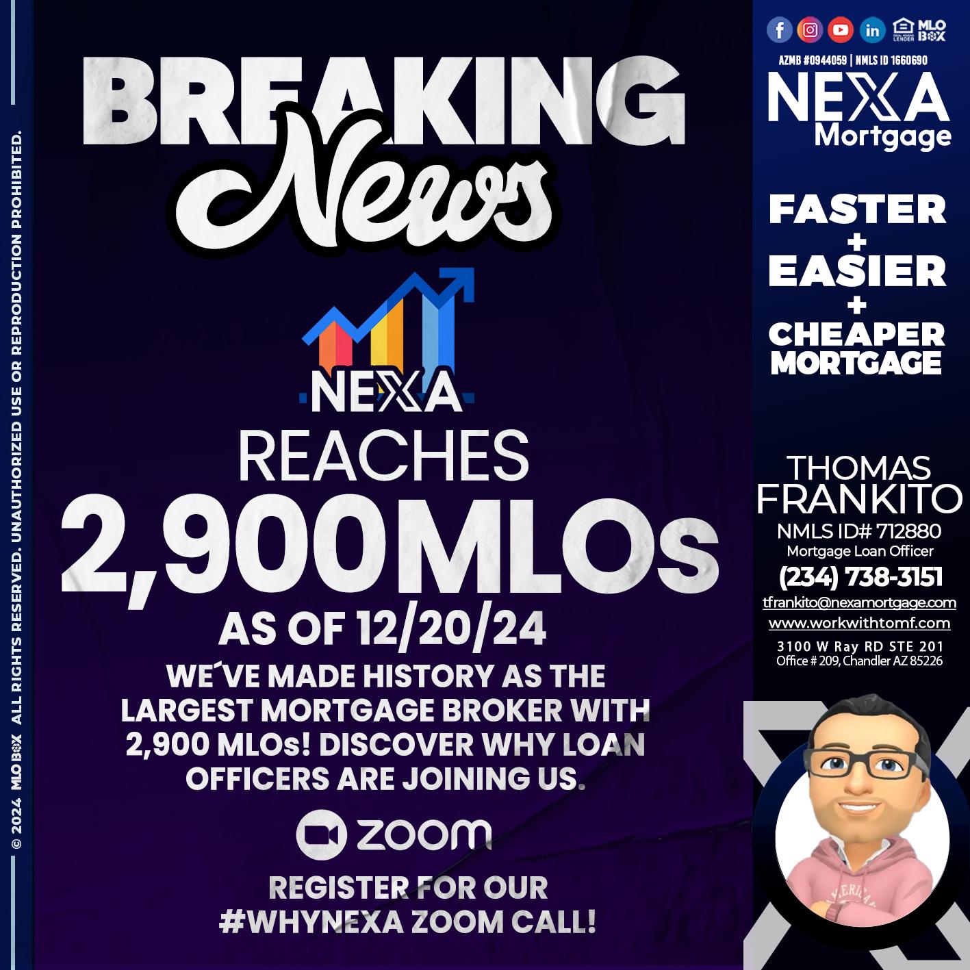BREAKING NEWS - Thomas Frankito -Mortgage Loan Officer