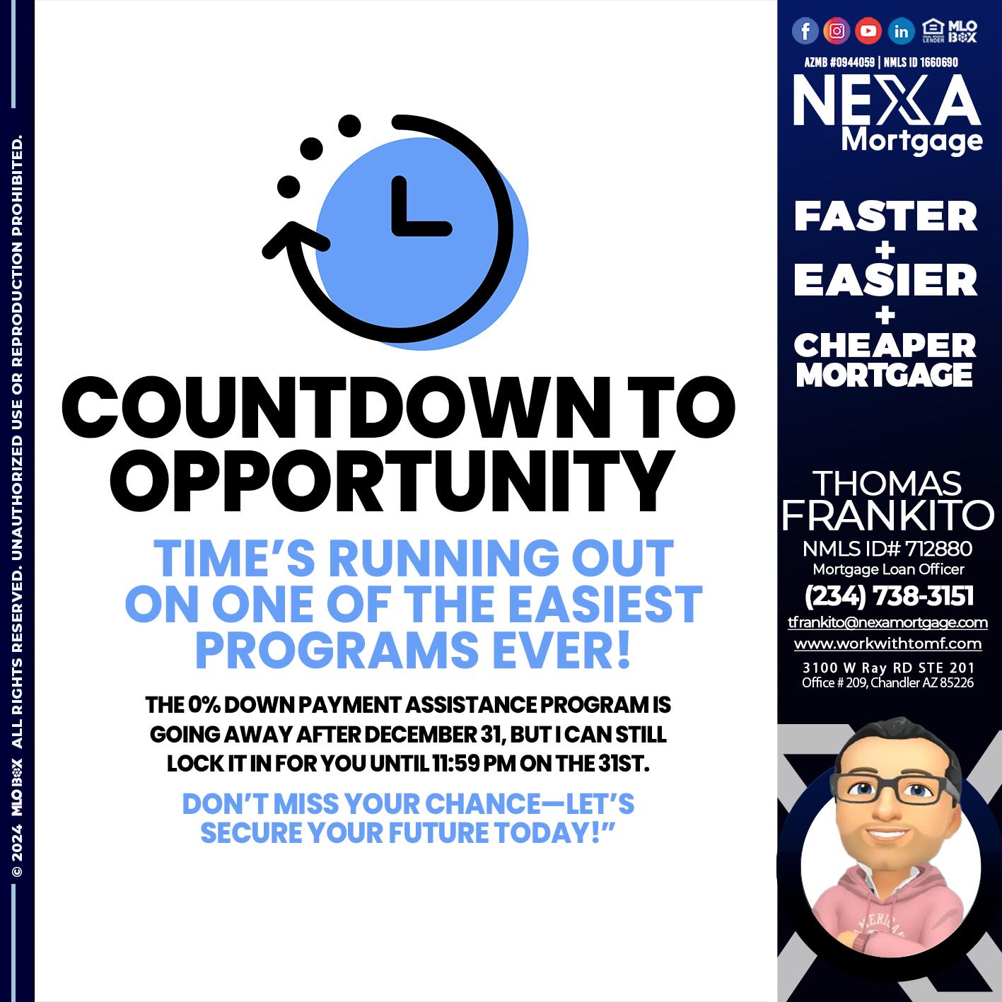 COUNTDOWN - Thomas Frankito -Mortgage Loan Officer
