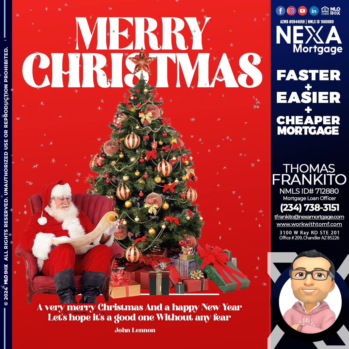 MERRY CHRISTMASS - Thomas Frankito -Mortgage Loan Officer