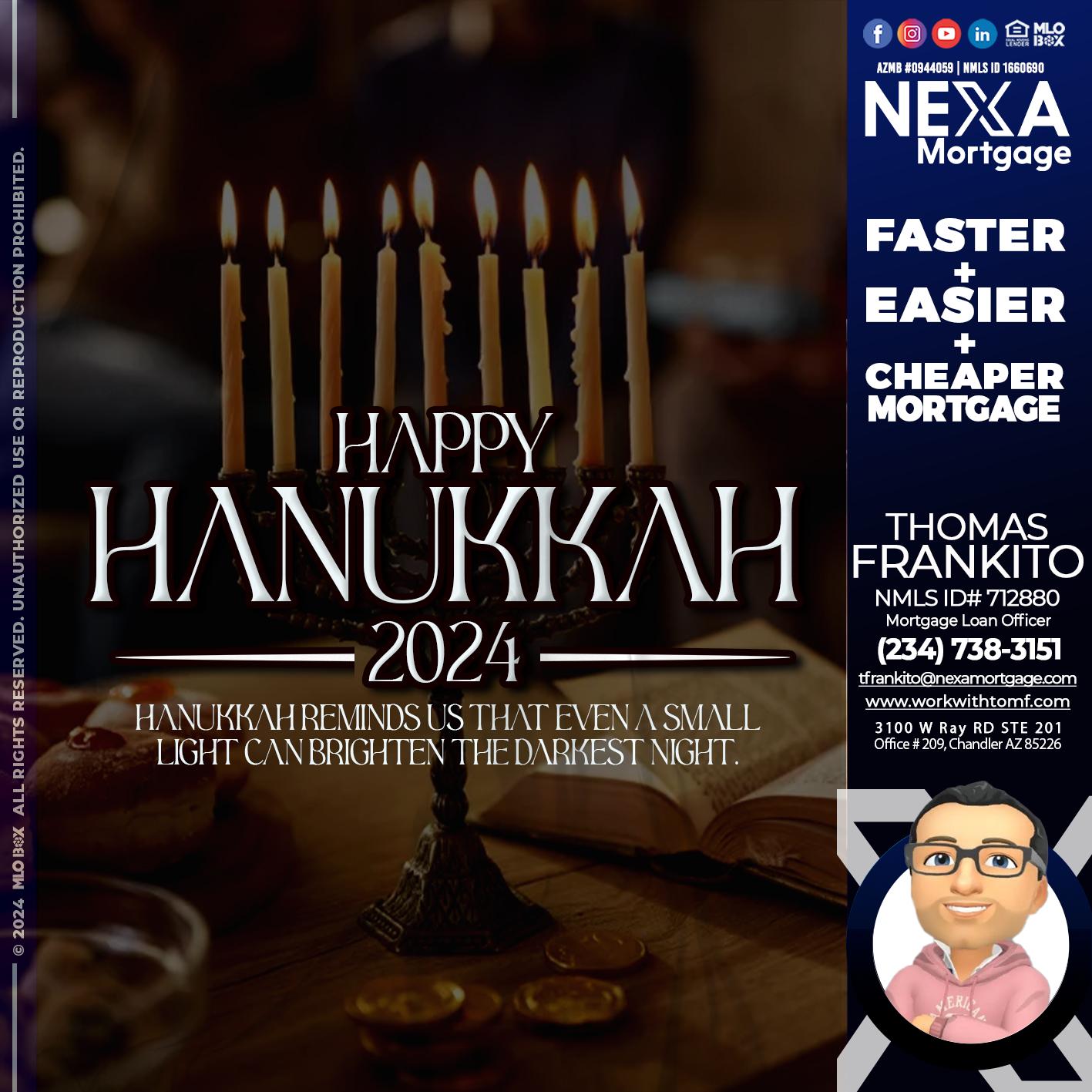happy hanukkah - Thomas Frankito -Mortgage Loan Officer