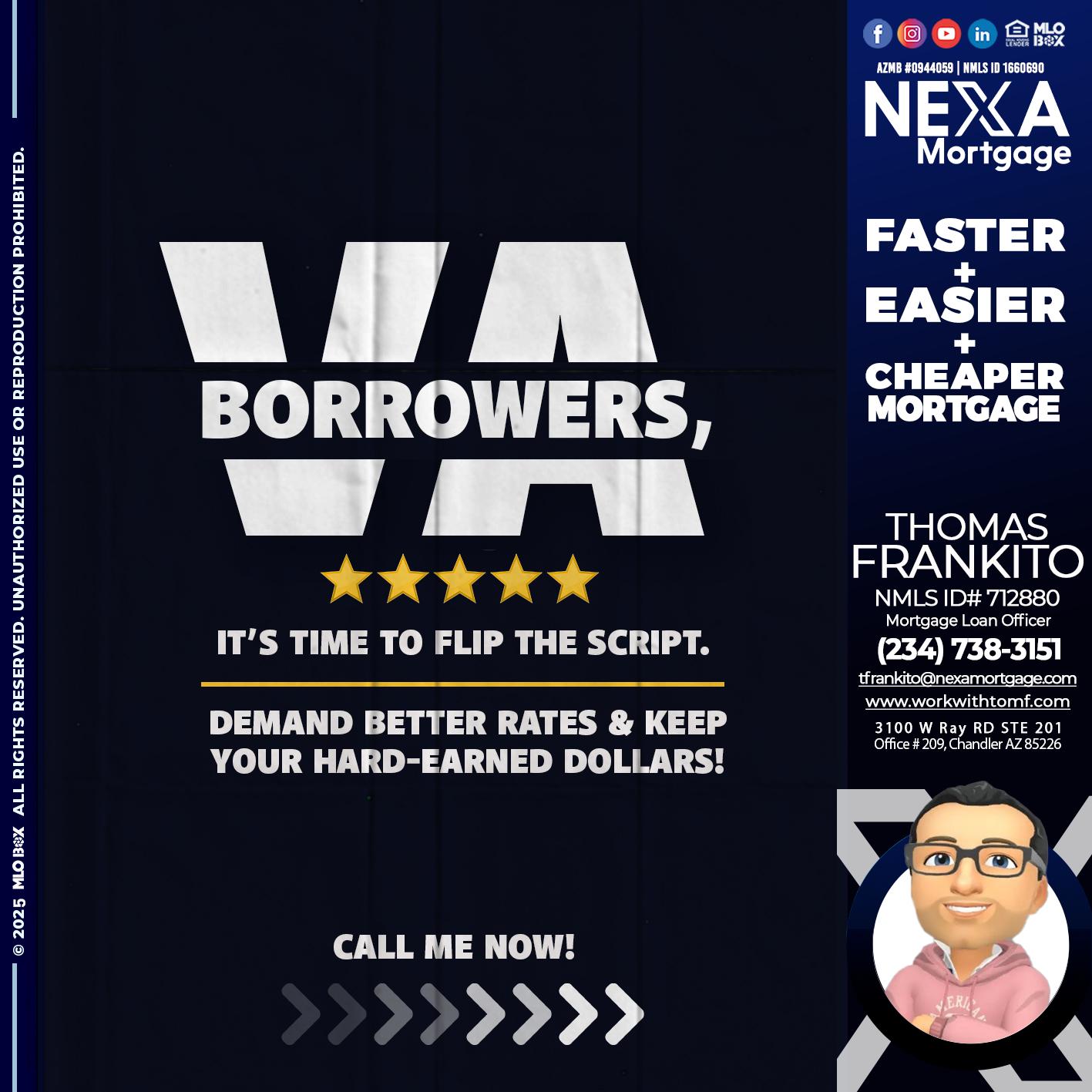 VA BORROWERS - Thomas Frankito -Mortgage Loan Officer