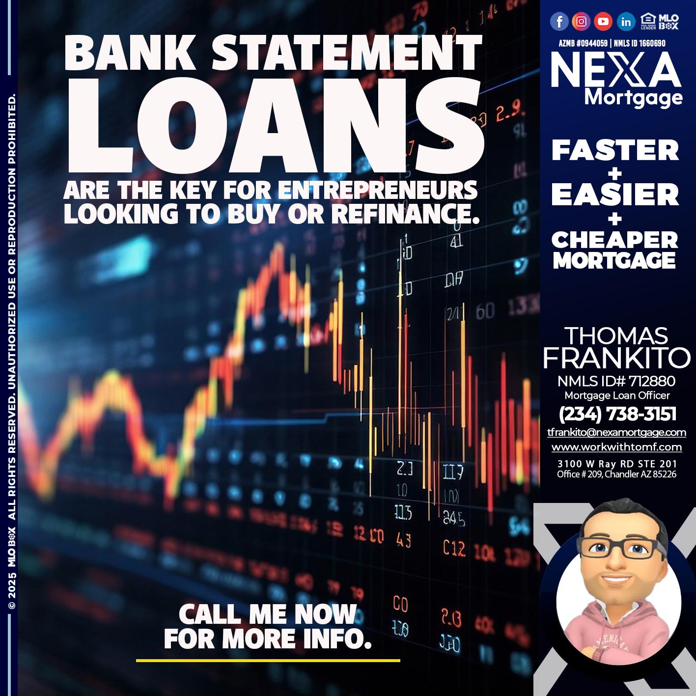 BANK STATEMENT - Thomas Frankito -Mortgage Loan Officer