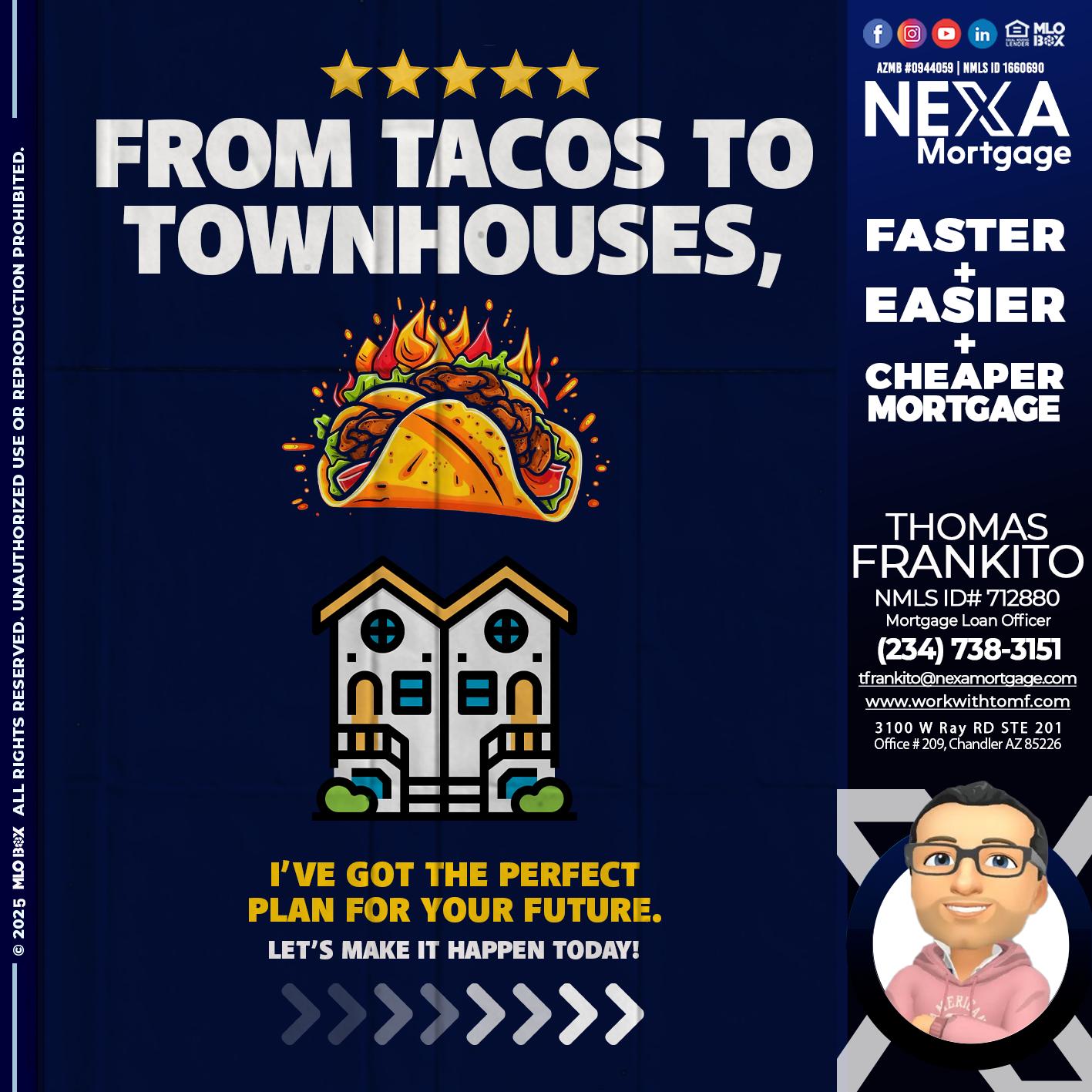 from tacos to townhomes - Thomas Frankito -Mortgage Loan Officer