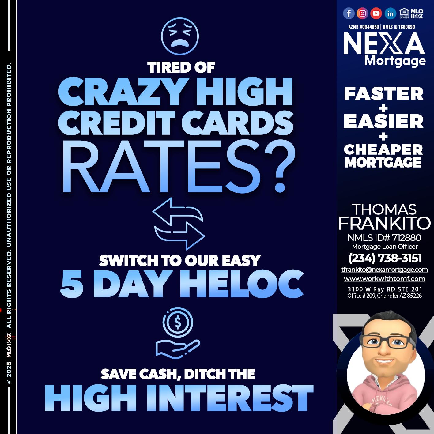 TIRED OF HIGH RATES - Thomas Frankito -Mortgage Loan Officer