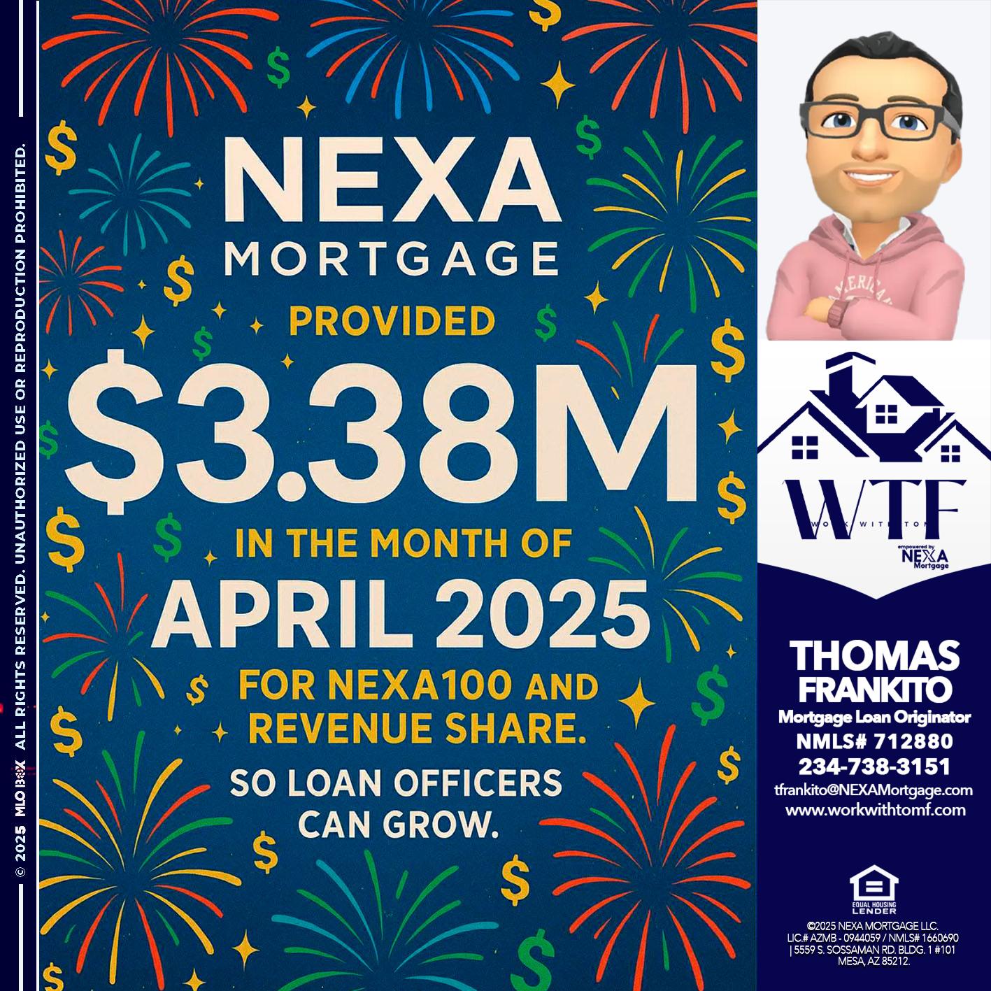 $3.38M - Thomas Frankito -Mortgage Loan Officer