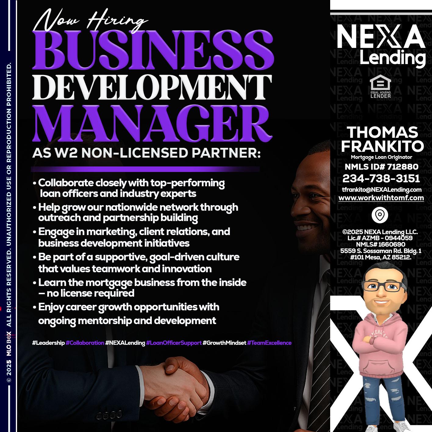 NOW HIRING - Thomas Frankito -Mortgage Loan Officer