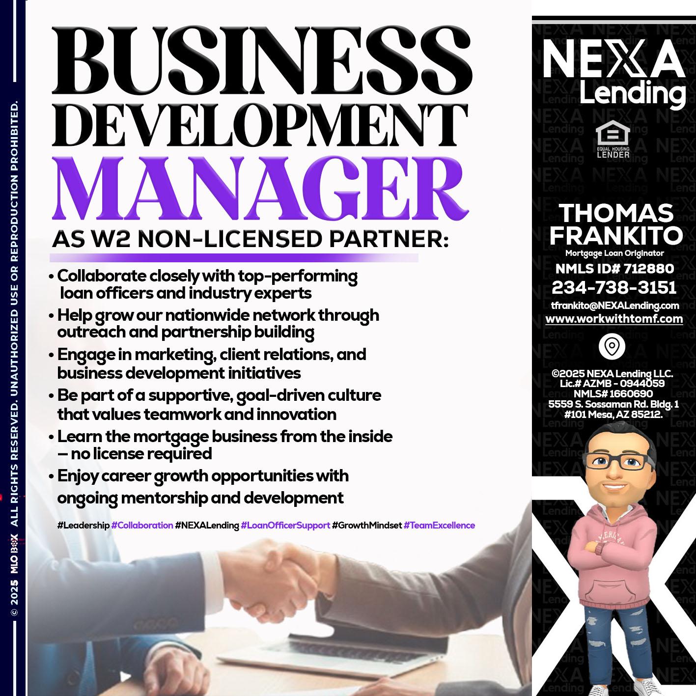 business development - Thomas Frankito -Mortgage Loan Officer