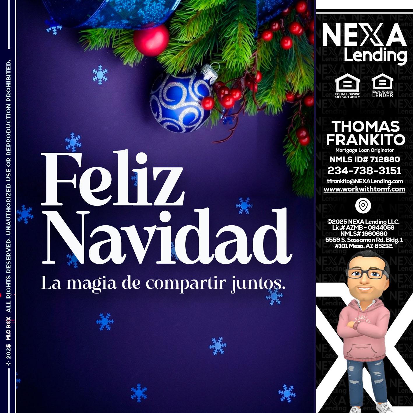 FELIZ NAVIDAD - Thomas Frankito -Mortgage Loan Officer