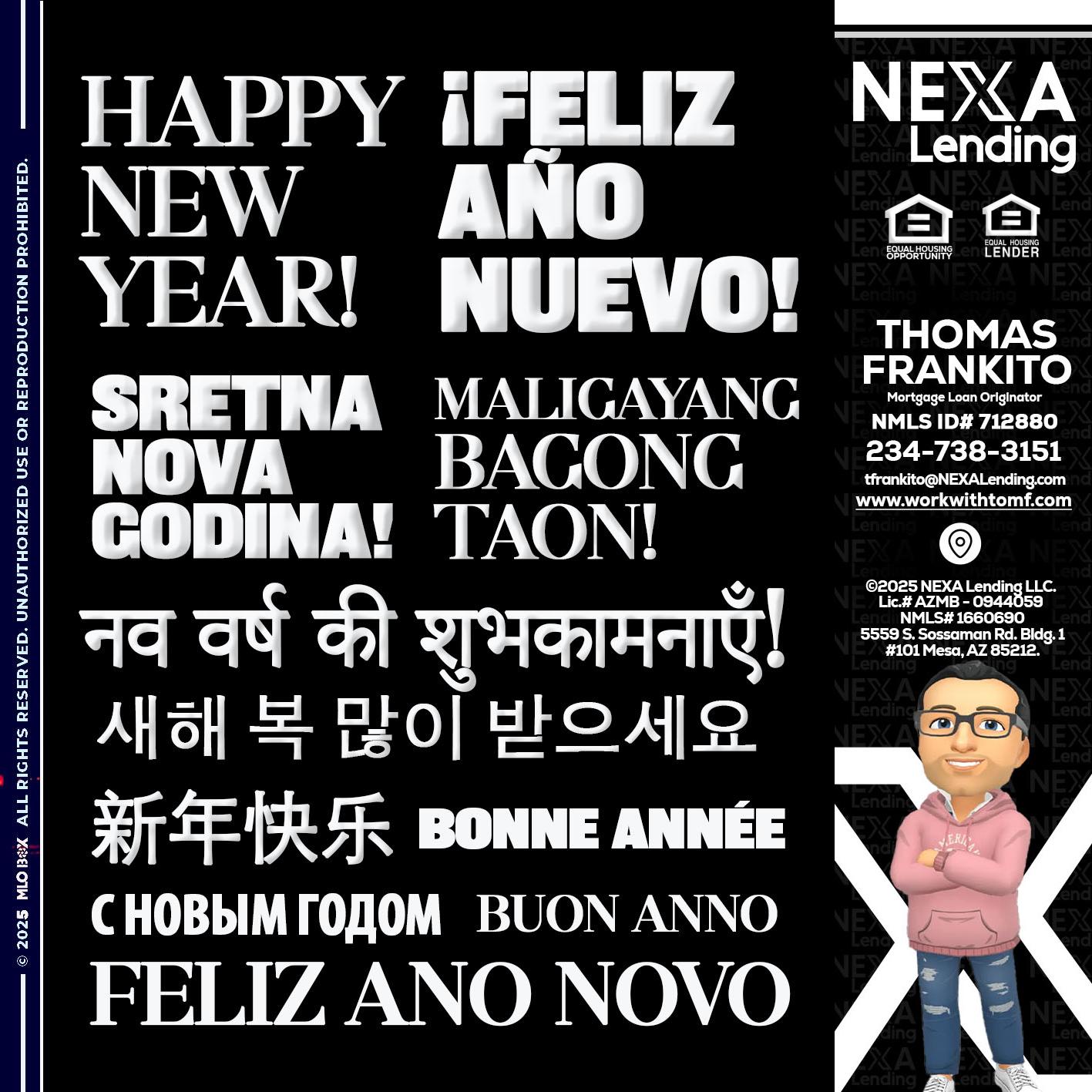 HAPPY NEW YEAR - Thomas Frankito -Mortgage Loan Officer