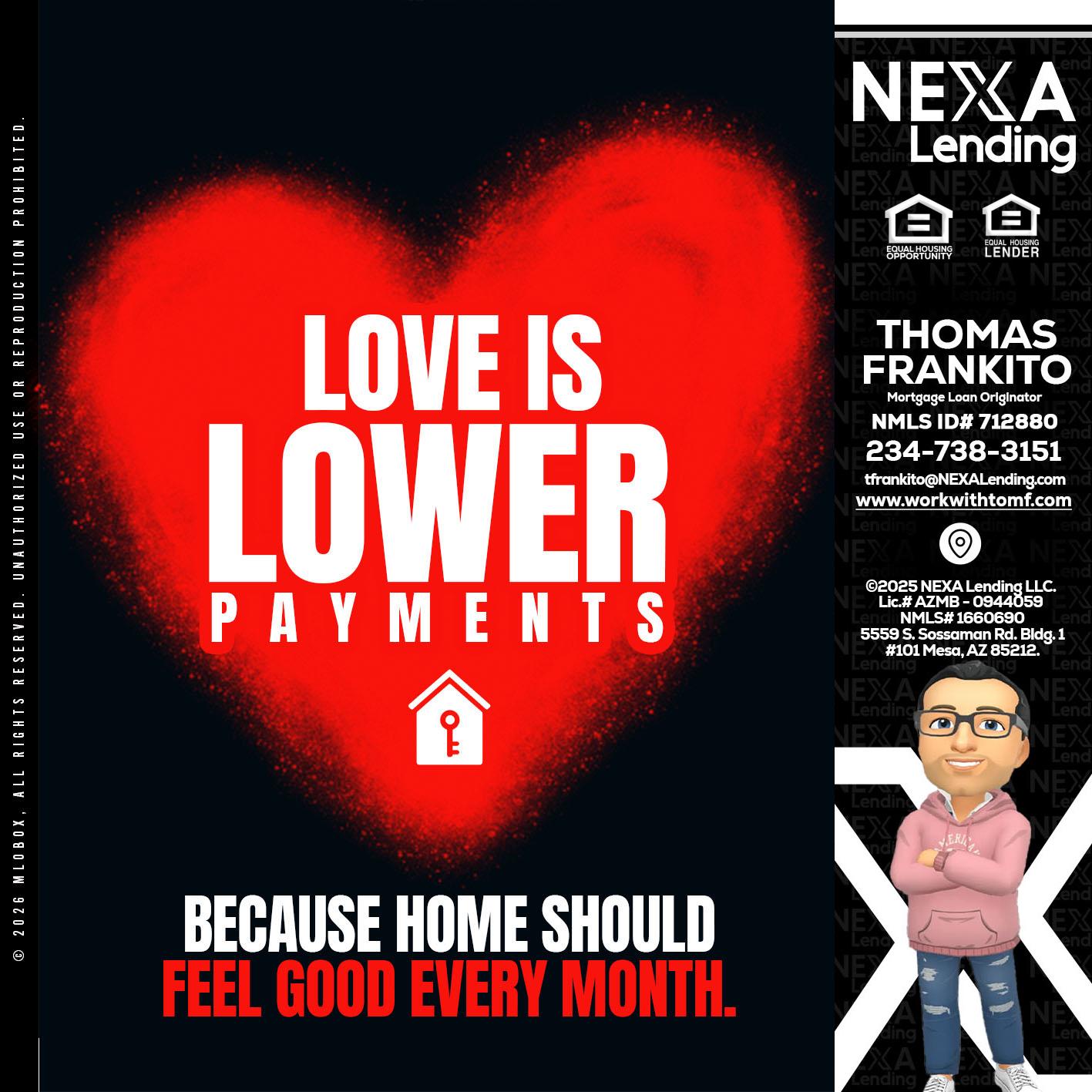 LOVE IS LOWER - Thomas Frankito -Mortgage Loan Officer
