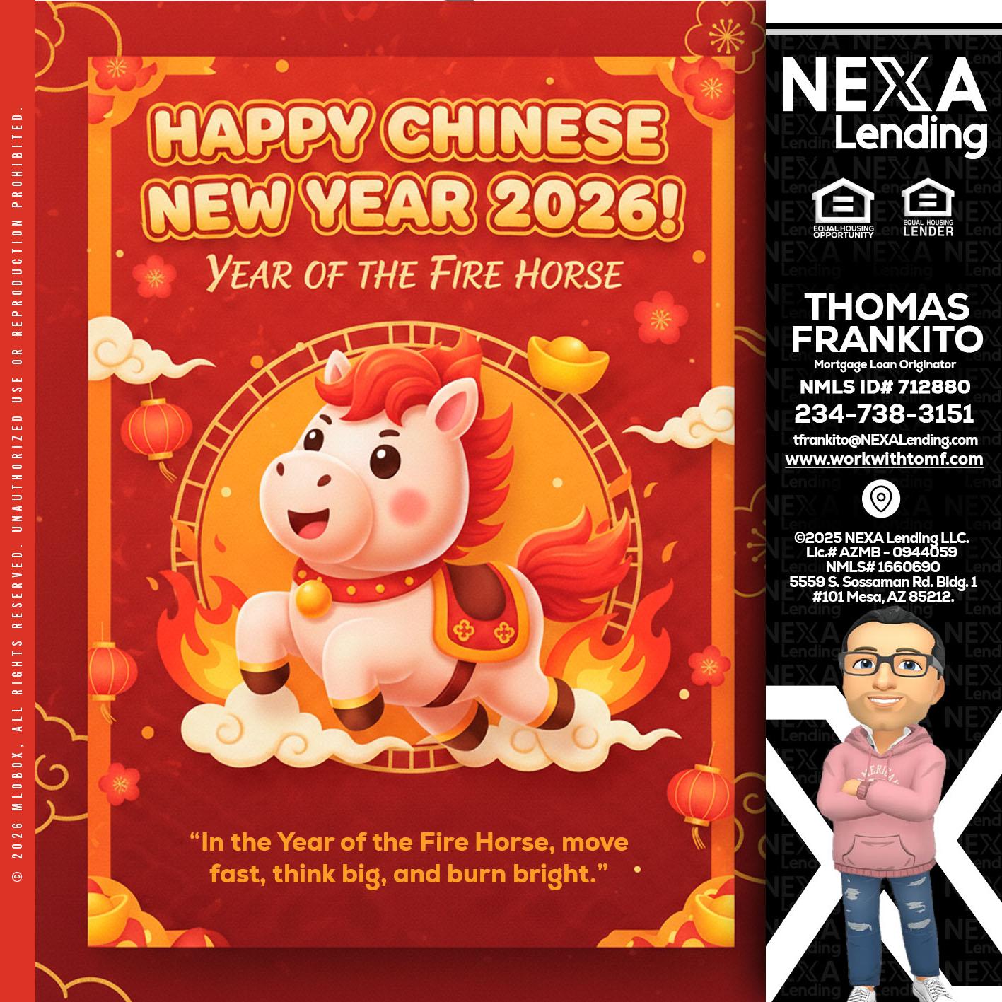happy Chinese new year - Thomas Frankito -Mortgage Loan Officer