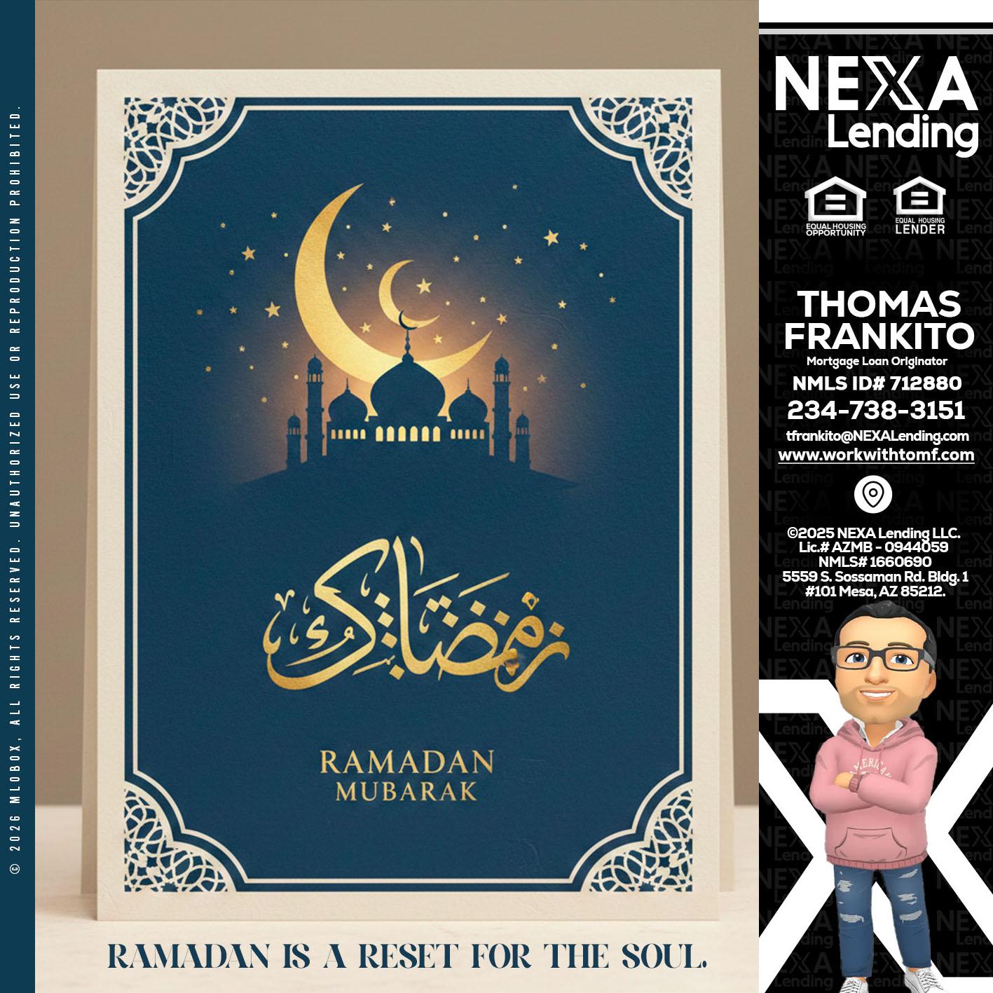 HAPPY RAMADAN - Thomas Frankito -Mortgage Loan Officer
