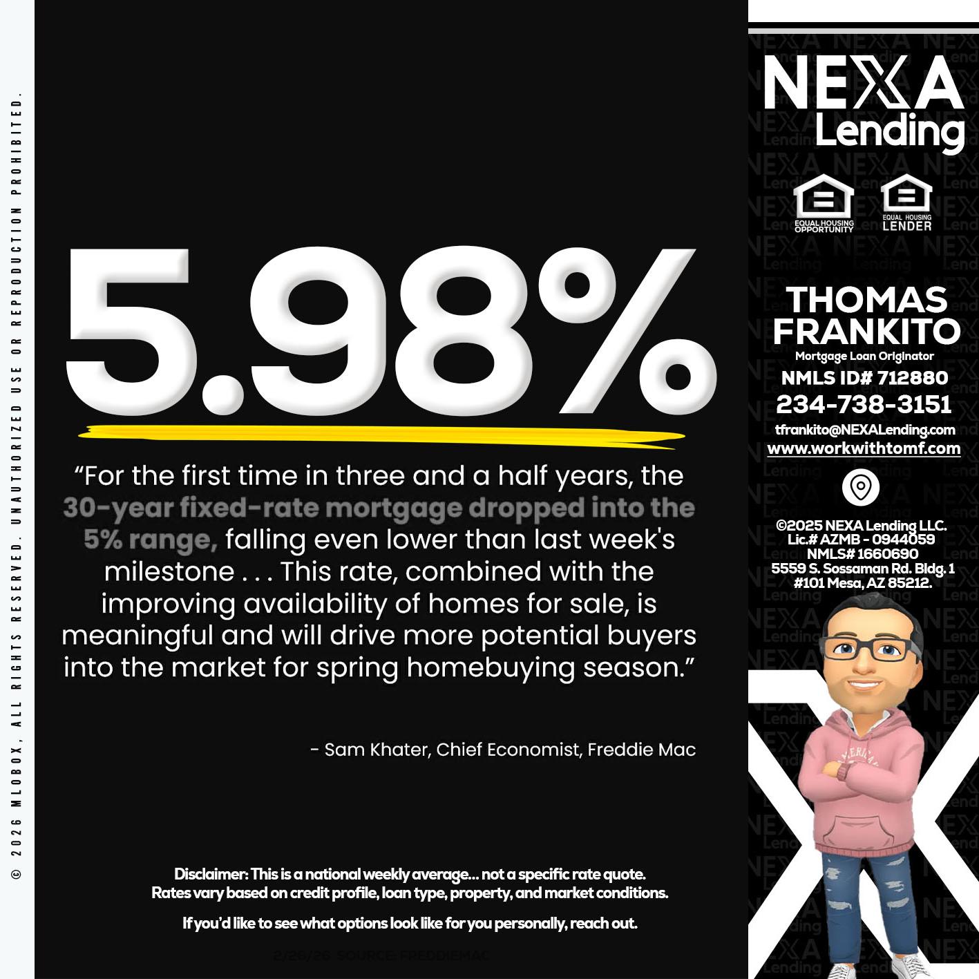 5.98% - Thomas Frankito -Mortgage Loan Officer