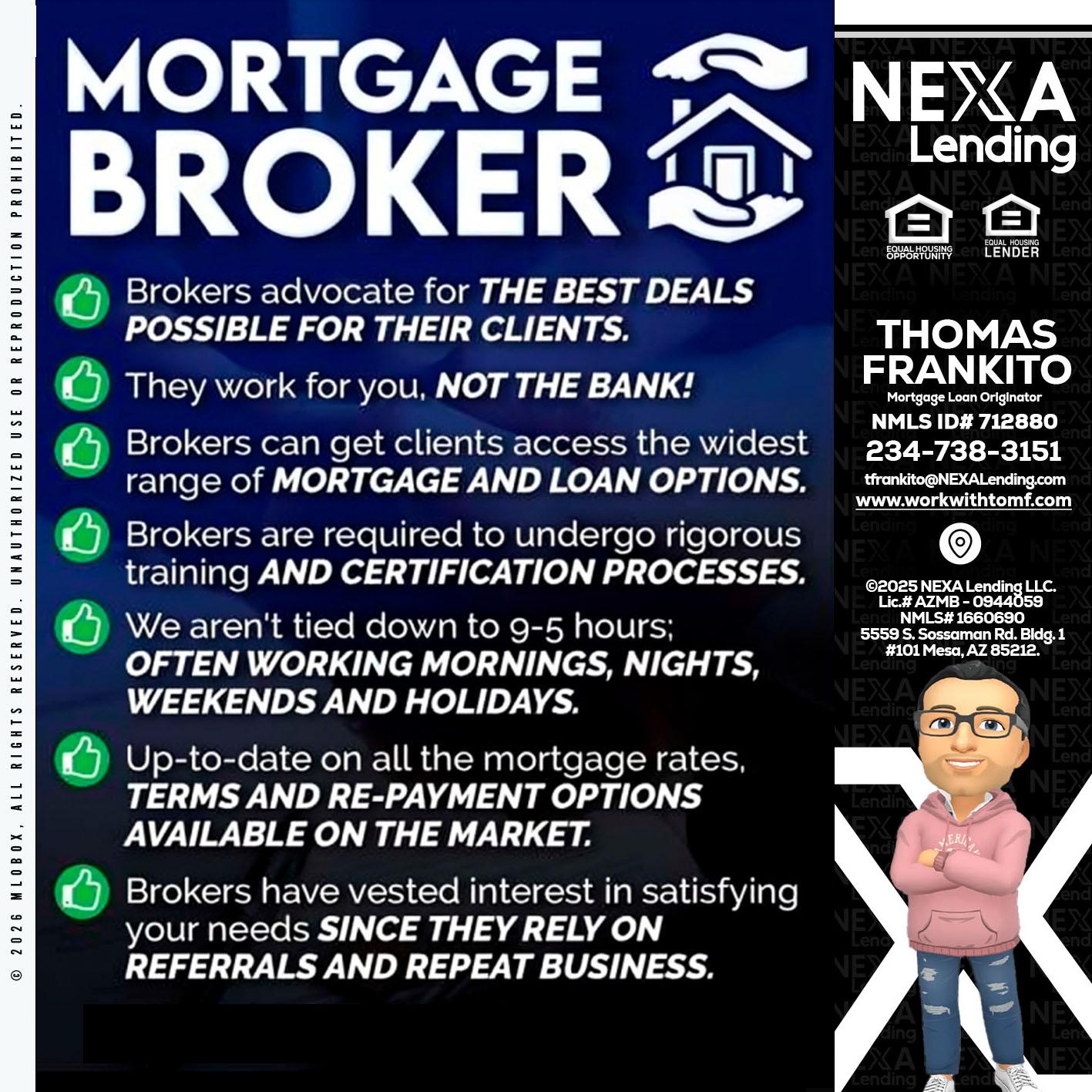 MORTGAGE BROKER - Thomas Frankito -Mortgage Loan Officer