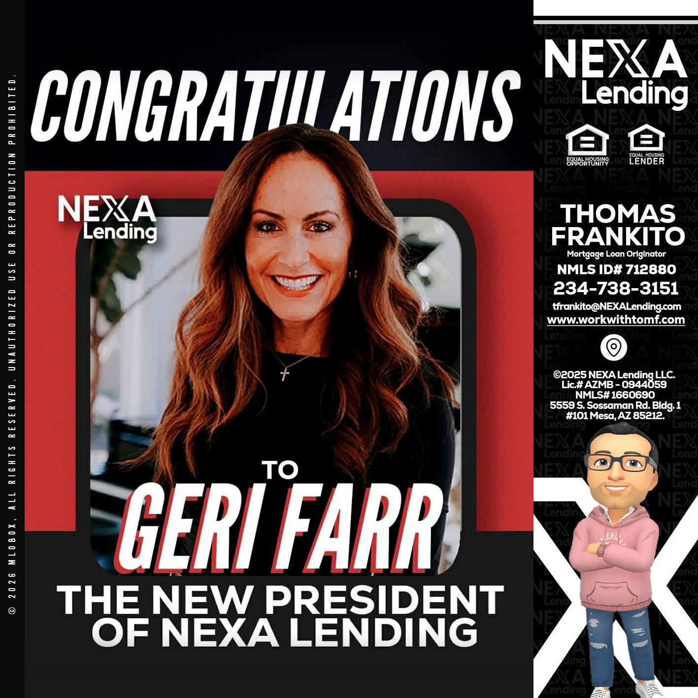 CONGRATULATIONS - Thomas Frankito -Mortgage Loan Officer