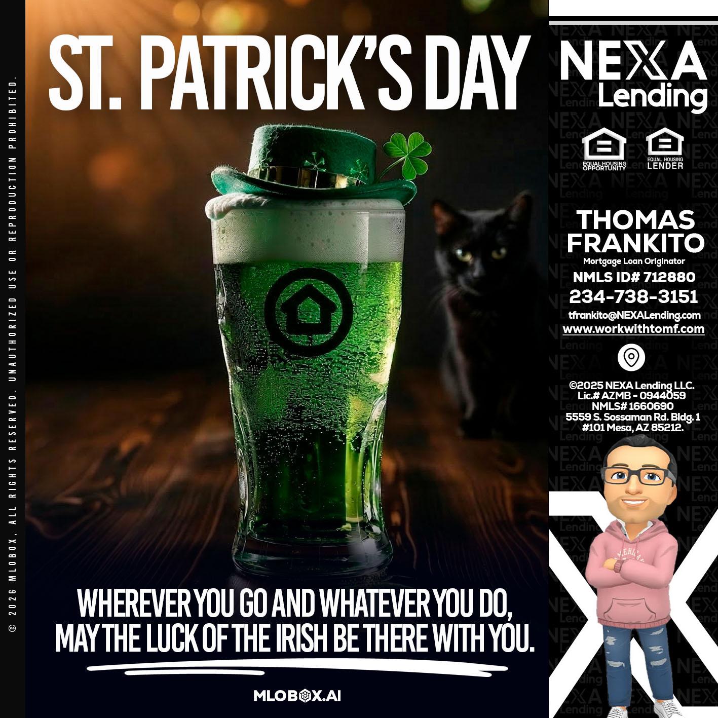 st. Patricks day - Thomas Frankito -Mortgage Loan Officer
