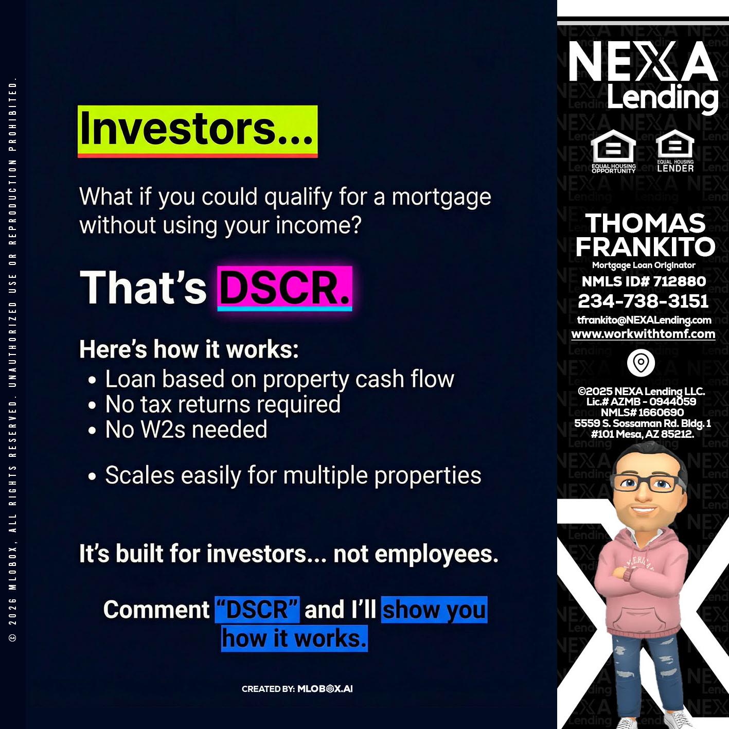 INVESTORS - Thomas Frankito -Mortgage Loan Officer