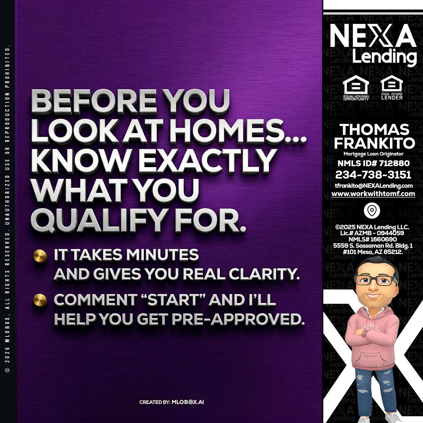 BEFORE YOU - Thomas Frankito -Mortgage Loan Officer