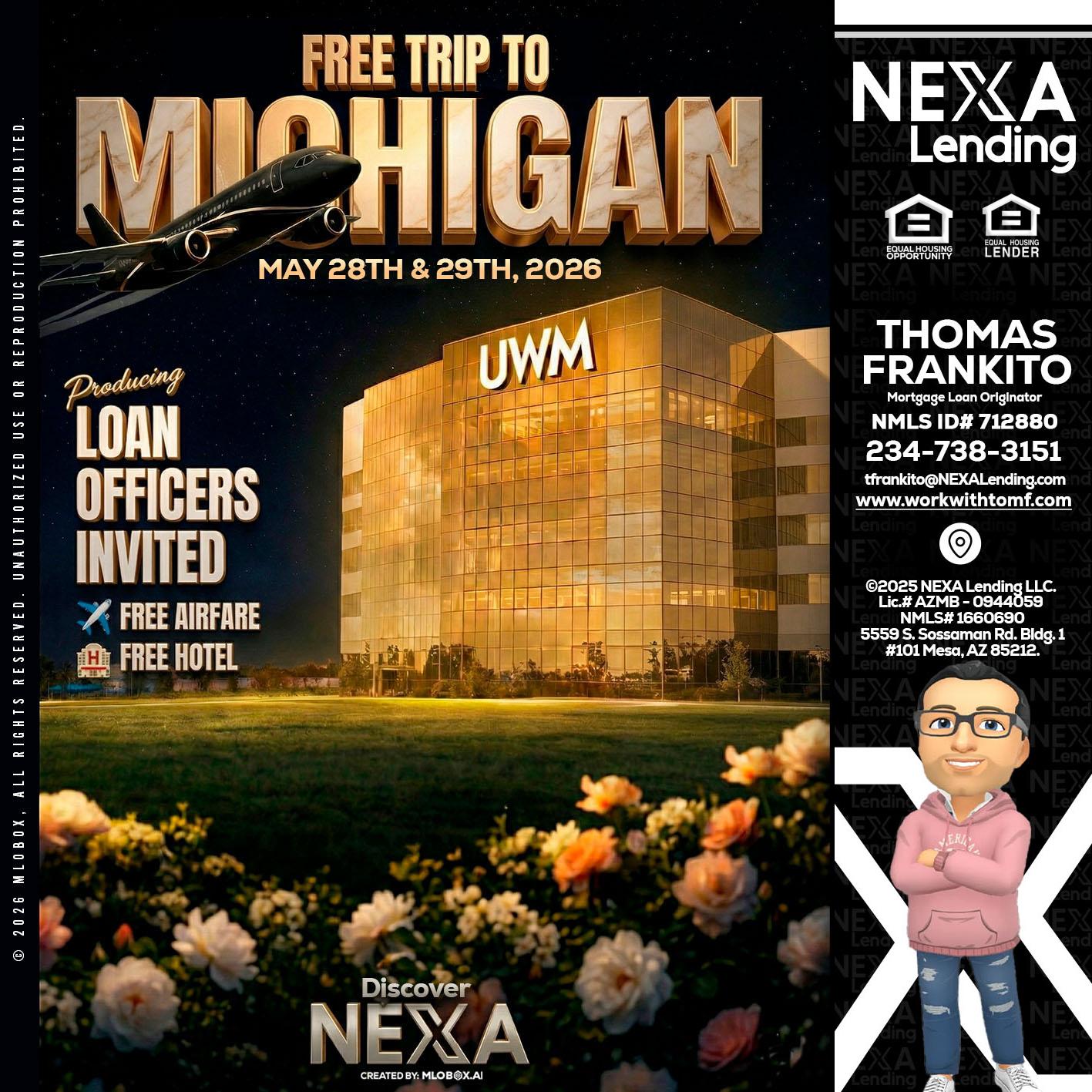 FREE TRIP - Thomas Frankito -Mortgage Loan Officer