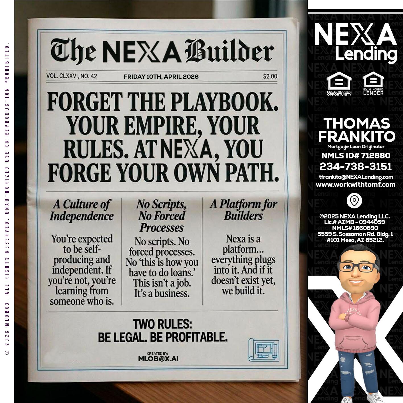 THE NEXA BUILDER - Thomas Frankito -Mortgage Loan Officer