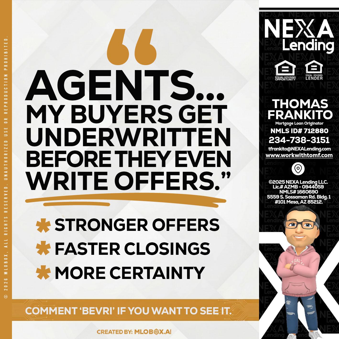 agents - Thomas Frankito -Mortgage Loan Officer