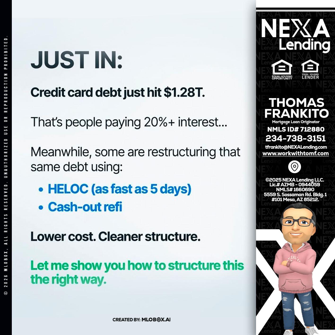 JUST IN - Thomas Frankito -Mortgage Loan Officer