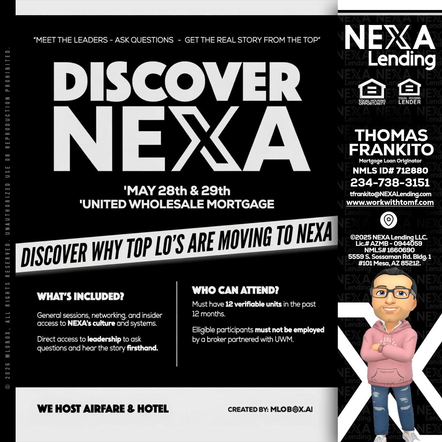 DISCOVER NEXA - Thomas Frankito -Mortgage Loan Officer