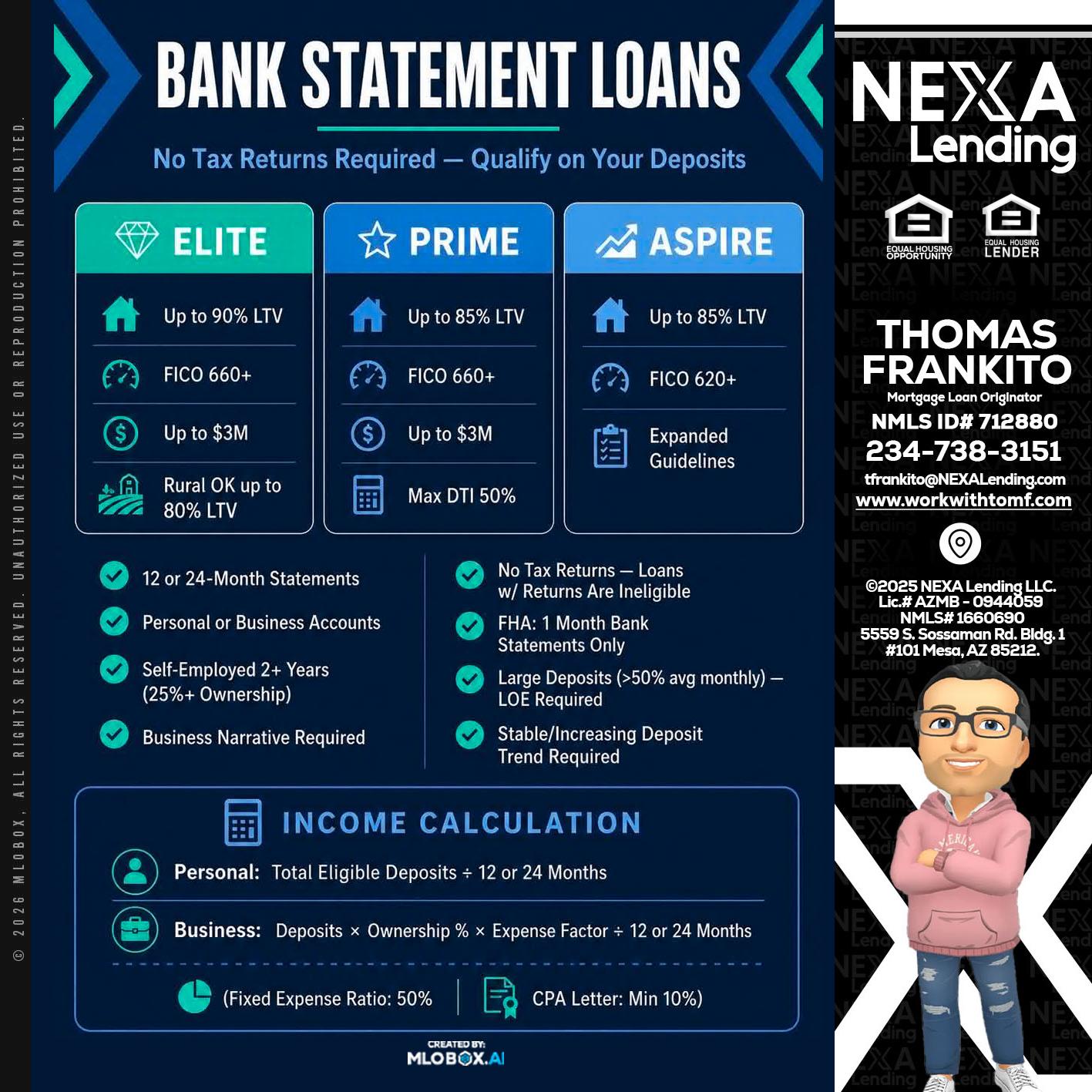 BANK STATEMENT - Thomas Frankito -Mortgage Loan Officer