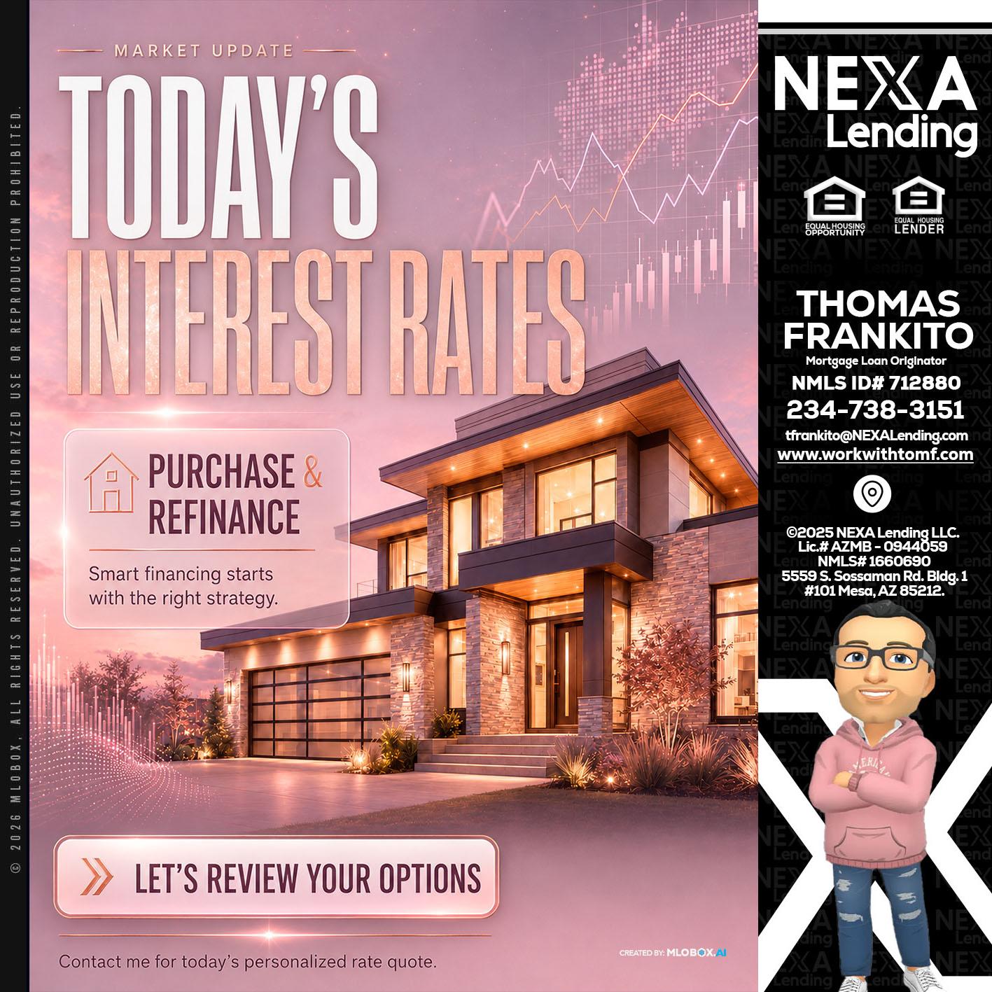 todays interest rates - Thomas Frankito -Mortgage Loan Officer